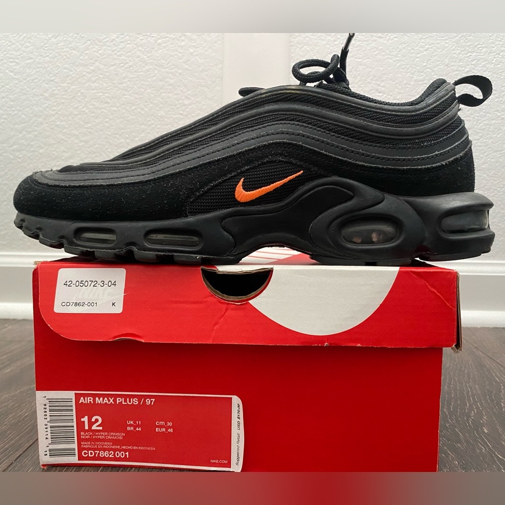 NIKE AIR MAX PLUS 97/ black hyper crimson/ size 12